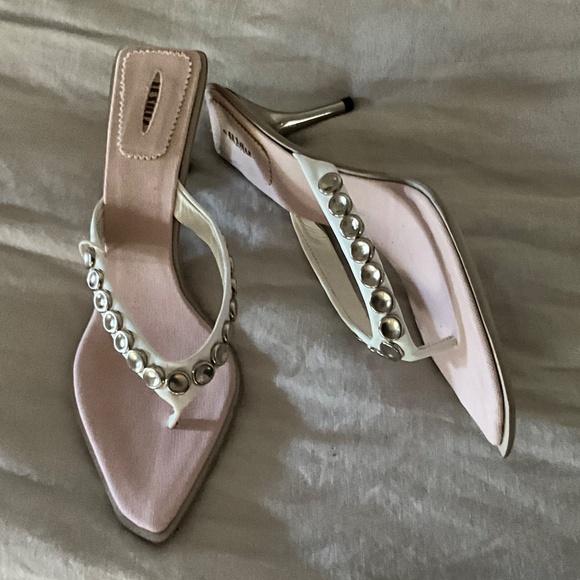 LE SILLA Studded Kitten Heel Slide Thong Sandal 9 39 - Picture 4 of 16